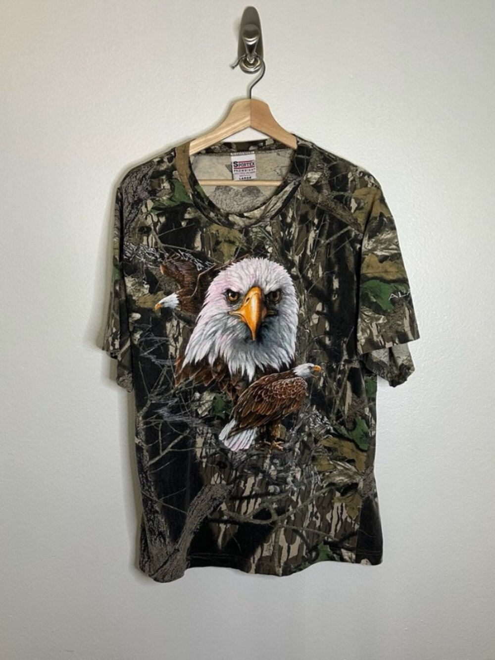 Vintage 90s Sportex Eagle Real Tree Camo Tee Size: L
